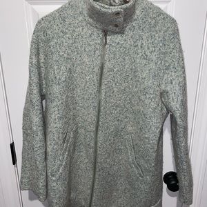 Mint green lined wool coat - unique details! Size M